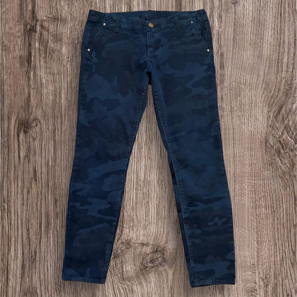 Zara Women Dark Blue Camouflage Pants